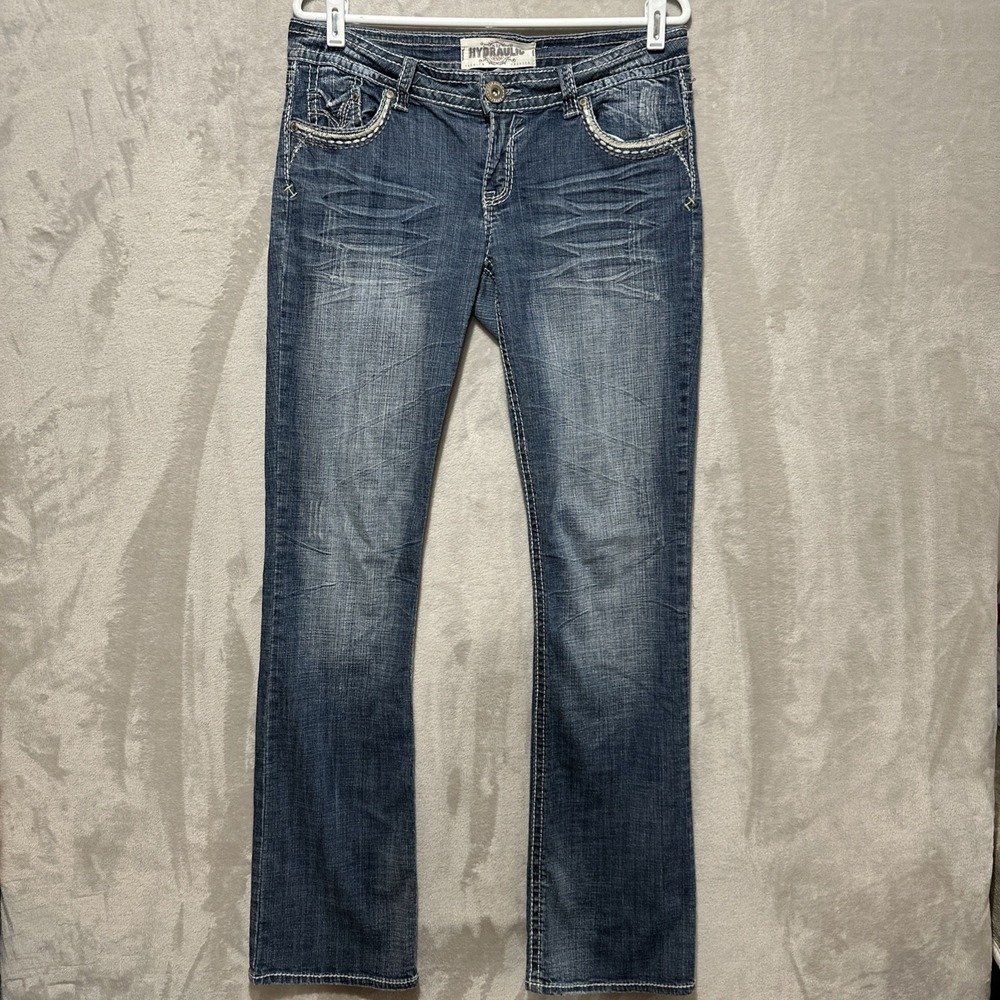 Hydraulic Premium Denim Jeans Women's 10 Blue Slim Bootcut Low Rise Whiskering
